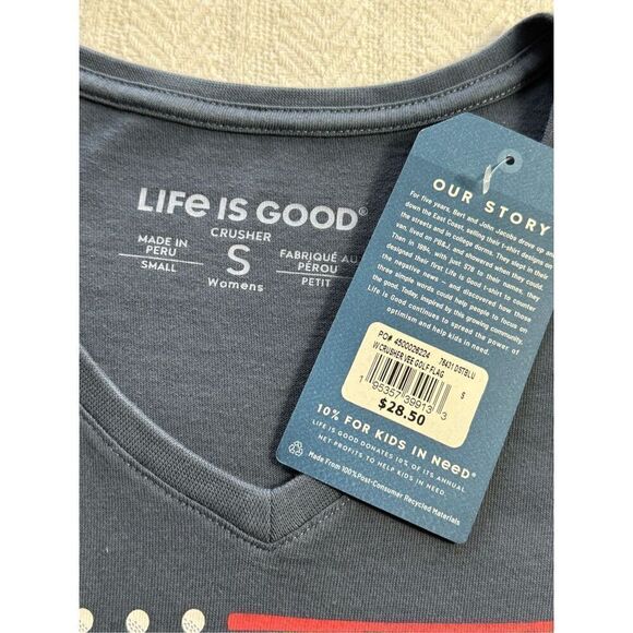 Life is Good Women’s SMALL Golf Flag V Neck T-Shirt - NWT - Picture 3 of 6